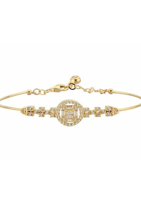 Solid Gold Baguette Gemstone Design Bracelet | 14K (585) | 4.72 gr