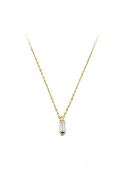 Collier de conception de pierres précieuses baguette en or massif | 14K (585) | 1,25 g