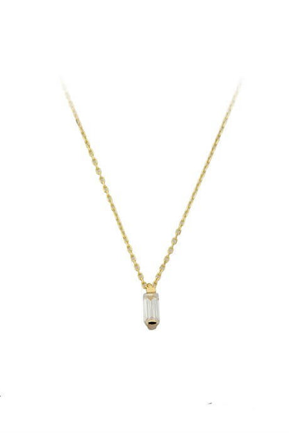 Solid Gold Baguette Gemstone Design Necklace | 14K (585) | 1.25 gr