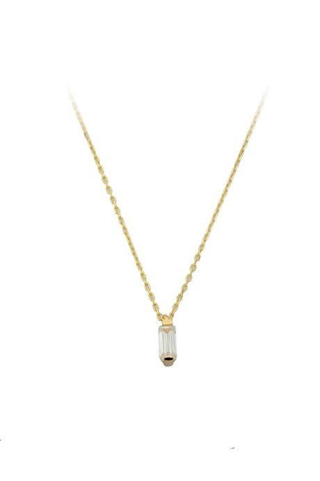 Solid Gold Baguette Gemstone Design Necklace | 14K (585) | 1.25 gr