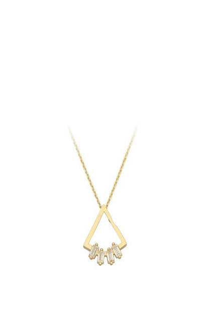 Solid Gold Baguette Gemstone Design Necklace | 14K (585) | 1.73 gr