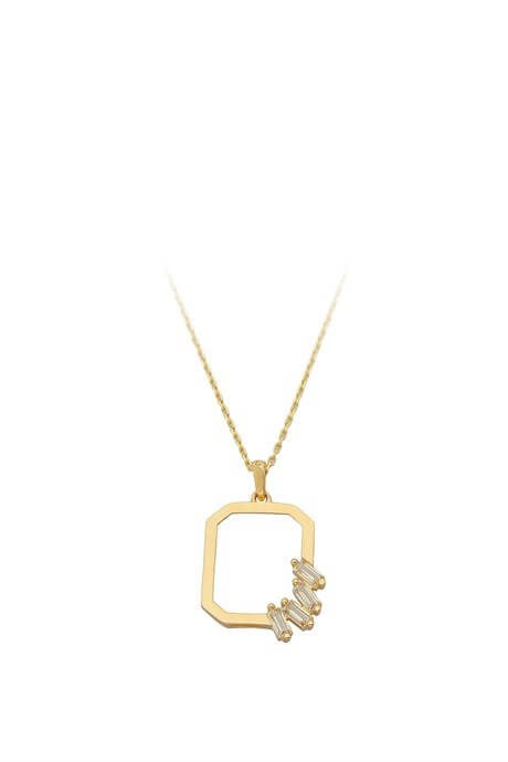 Solid Gold Baguette Gemstone Design Necklace | 14K (585) | 1.88 gr