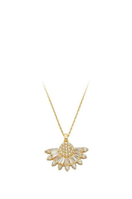 Solid Gold Baguette Gemstone Design Necklace | 14K (585) | 2.70 gr