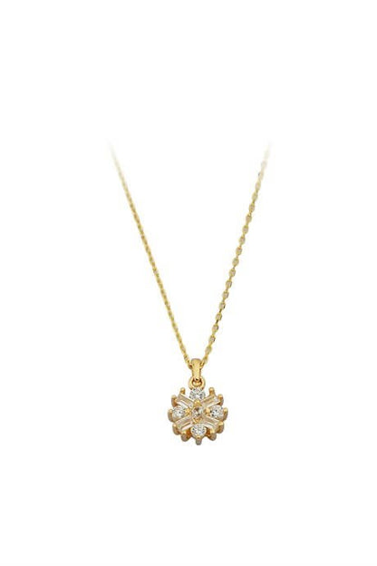 Solid Gold Baguette Gemstone Design Necklace | 14K (585) | 1.94 gr