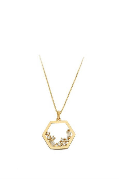 Solid Gold Baguette Gemstone Design Necklace | 14K (585) | 2.16 gr