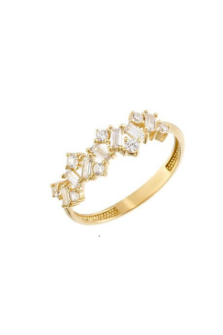 Solid Gold Baguette Gemstone Design Ring | 14K (585) | 1.66 gr