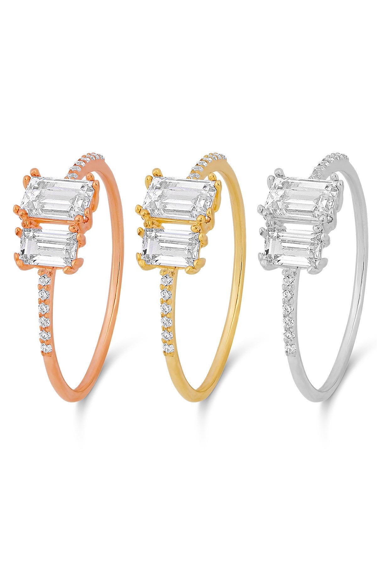 Solid Gold Baguette Gemstone Design Ring