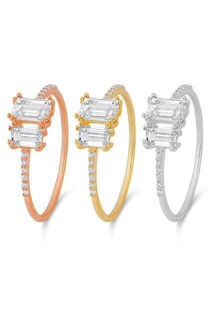 Solid Gold Baguette Gemstone Design Ring