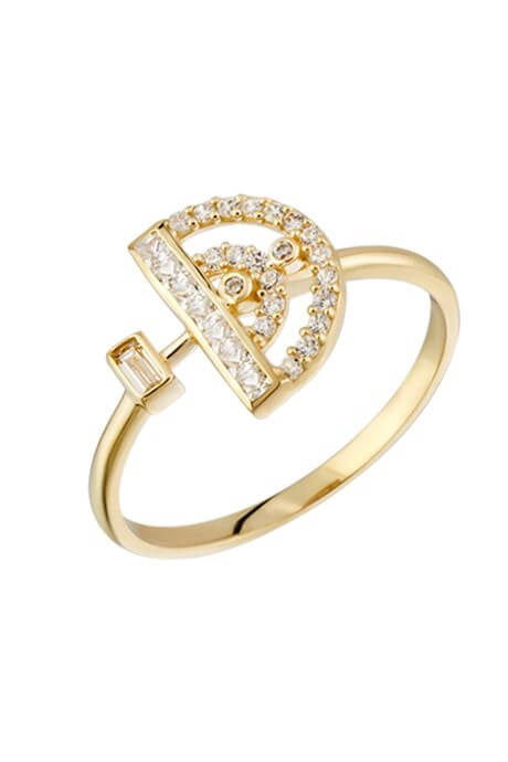 Solid Gold Baguette Gemstone Design Ring | 14K (585) | 1.70 gr