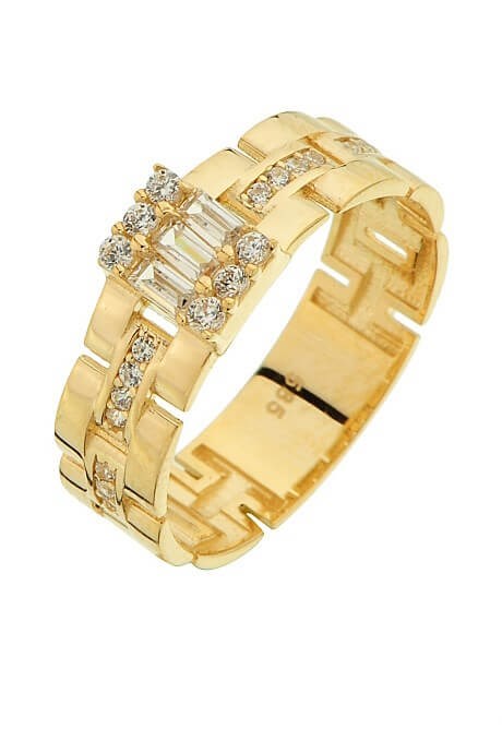 Solid Gold Baguette Gemstone Design Ring | 14K (585) | 2.64gr