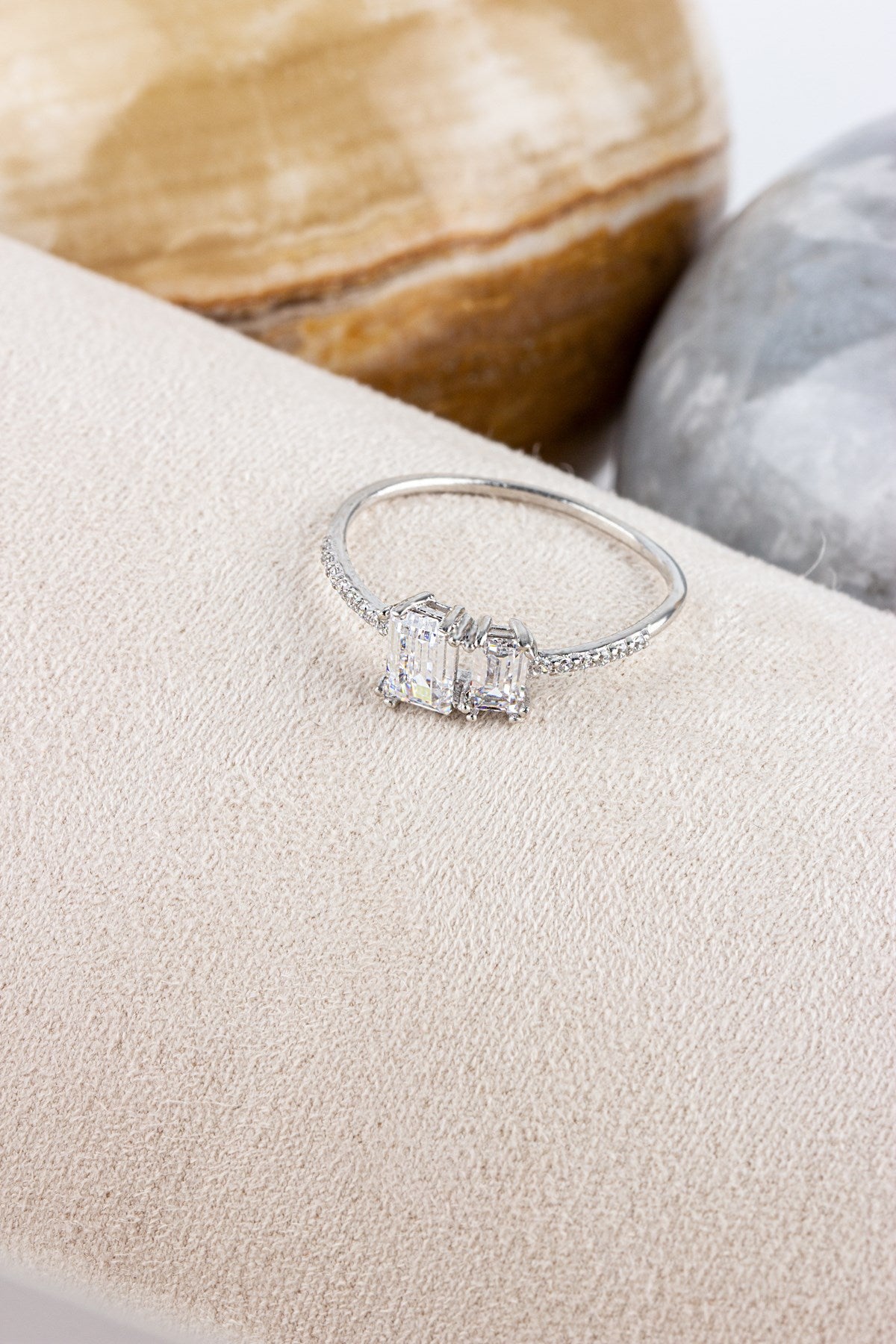 Solid Gold Baguette Gemstone Design Ring