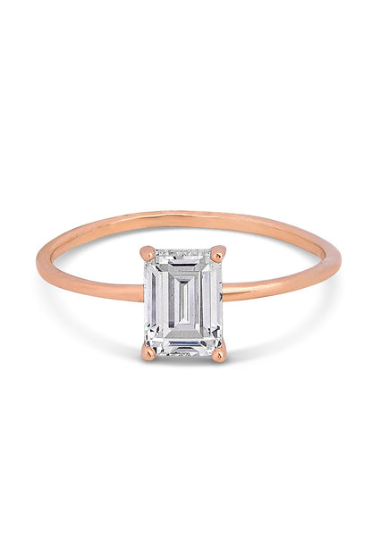 Solid Gold Baguette Gemstone Solitaire Ring