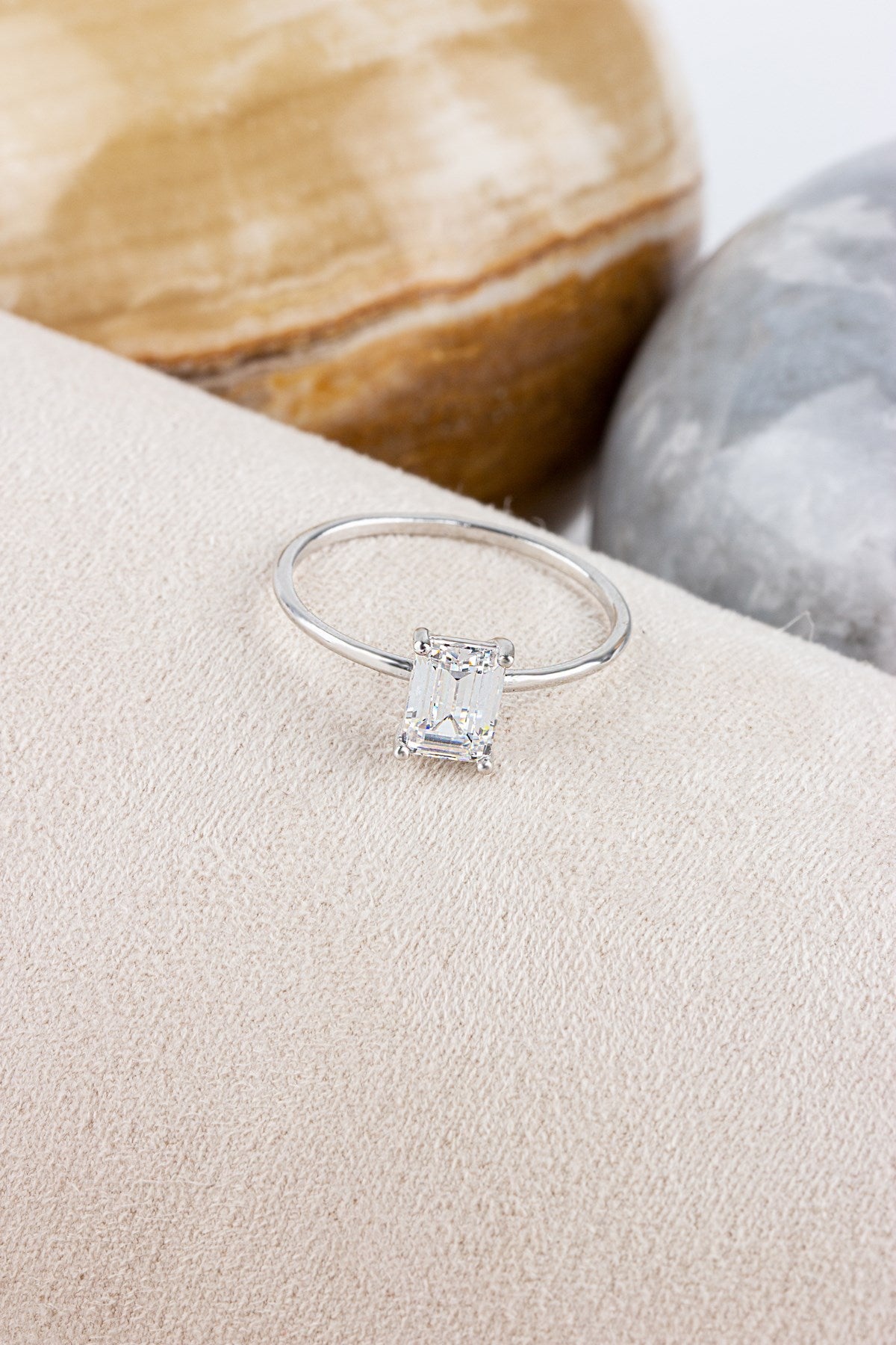 Solid Gold Baguette Gemstone Solitaire Ring