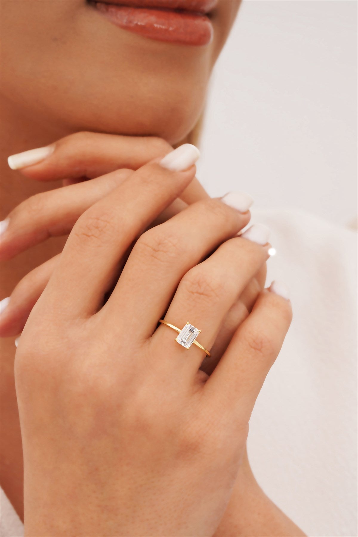 Solid Gold Baguette Gemstone Solitaire Ring