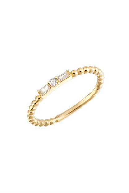 Bague boule en or massif avec pierres précieuses baguette | 14K (585) | 1,60 gr