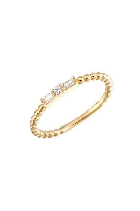 Solid Gold Baguette Gemstone Ball Ring | 14K (585) | 1.60 gr