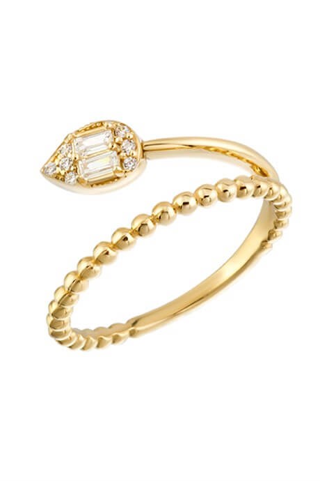 Solid Gold Baguette Gemstone Ball Ring | 14K (585) | 2.41 gr