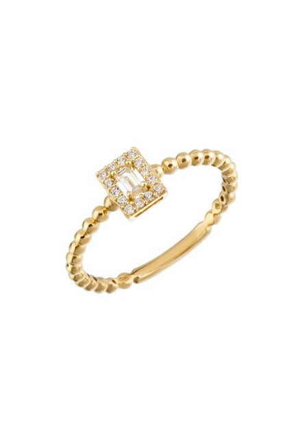 Solid Gold Baguette Gemstone Ball Ring | 14K (585) | 1.53 gr