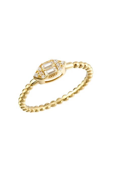 Solid Gold Baguette Gemstone Ball Ring | 14K (585) | 1.96 gr