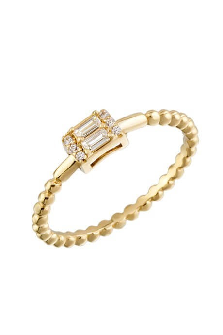 Solid Gold Baguette Gemstone Ball Ring | 14K (585) | 1.86 gr