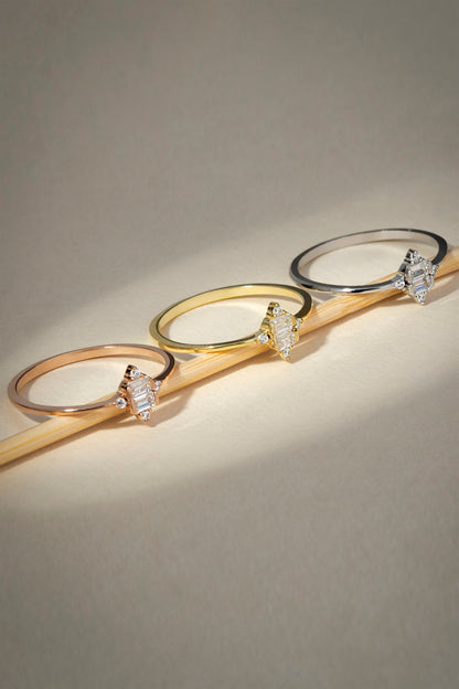 Solid Gold Baguette Gemstone Ring
