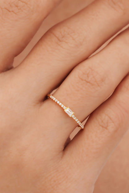 Solid Gold Baguette Gemstone Ring