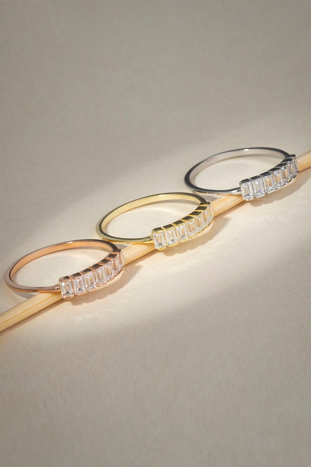 Solid Gold Baguette Gemstone Ring