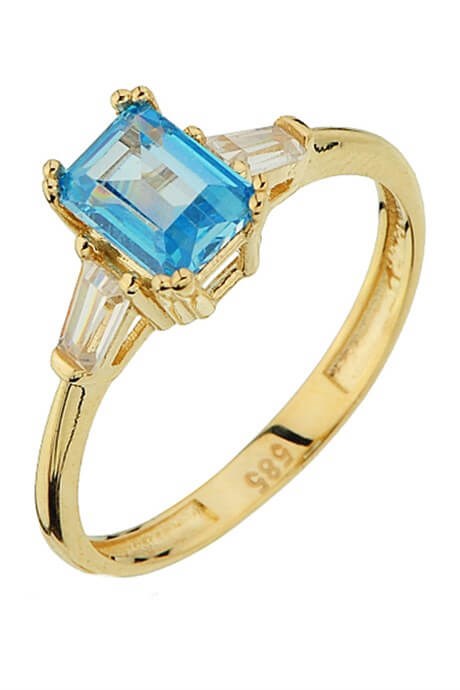 Solid Gold Baguette Gemstone Ring | 14K (585) | 2.24 gr