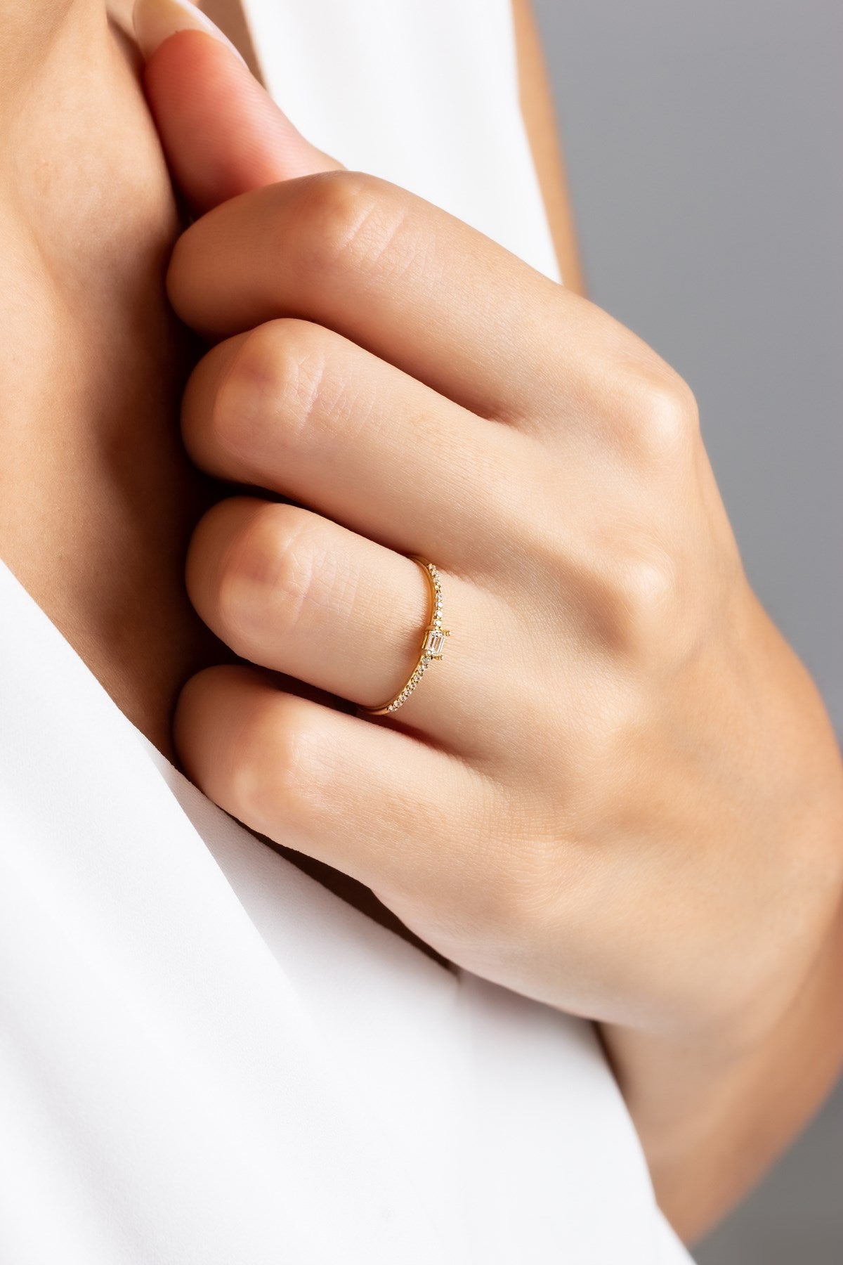 Solid Gold Baguette Gemstone Ring