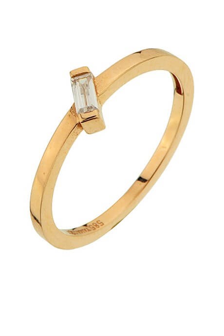 Anillo de oro macizo con piedras preciosas baguette | 14K (585) | 1,58 gramos