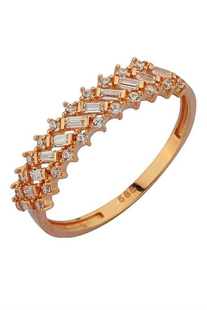 Solid Gold Baguette Gemstone Ring | 14K (585) | 1.34 gr