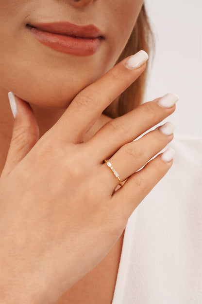 Solid Gold Baguette Gemstone Ring