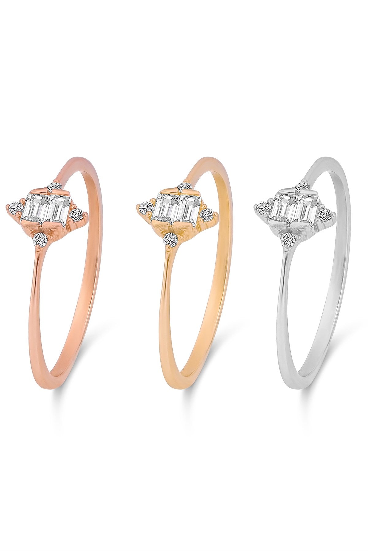 Solid Gold Baguette Gemstone Ring