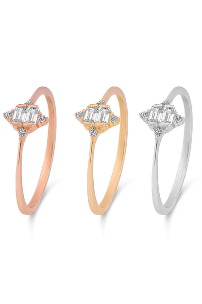 Solid Gold Baguette Gemstone Ring