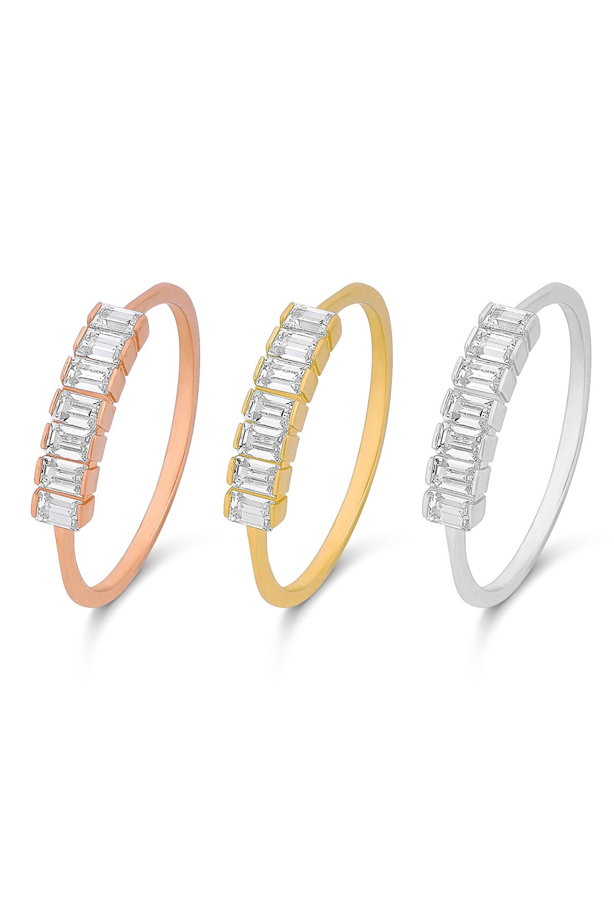 Solid Gold Baguette Gemstone Ring