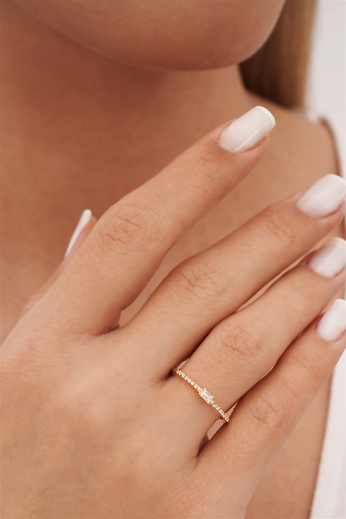 Solid Gold Baguette Gemstone Ring