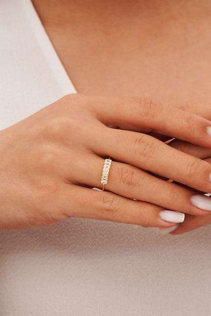 Solid Gold Baguette Gemstone Ring