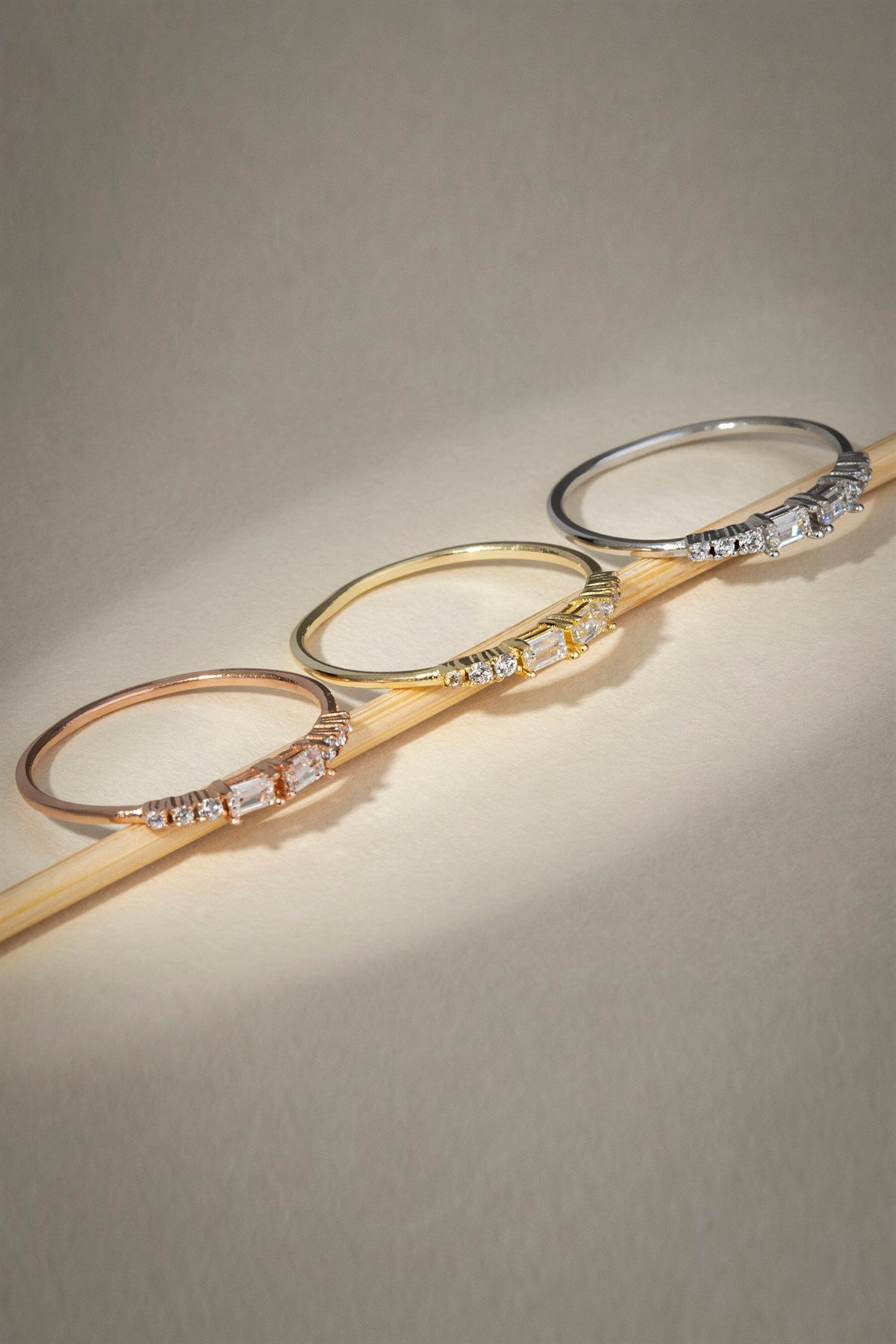 Solid Gold Baguette Gemstone Ring