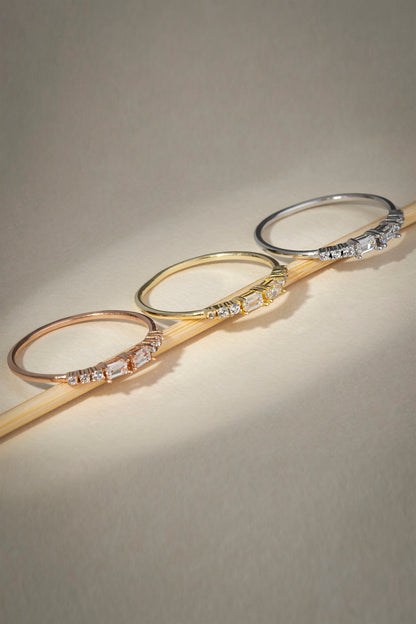 Solid Gold Baguette Gemstone Ring