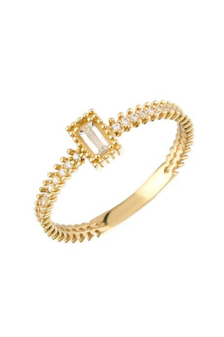 Bague en or massif avec pierres précieuses baguette | 14K (585) | 1,41 gr