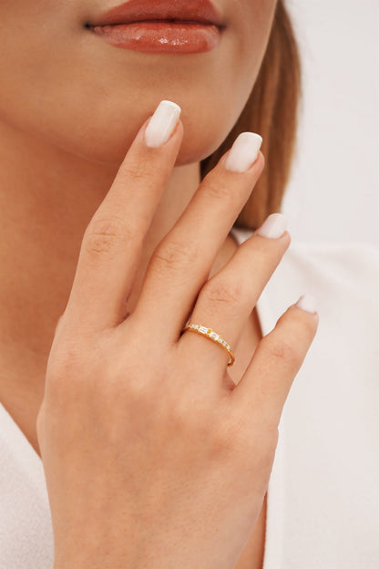Solid Gold Baguette Gemstone Ring