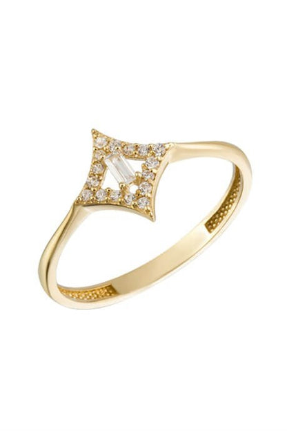 Solid Gold Baguette Gemstone Ring | 14K (585) | 1.19 gr