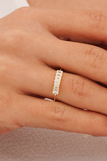 Solid Gold Baguette Gemstone Ring