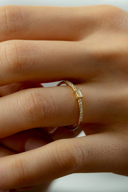 Solid Gold Baguette Gemstone Ring