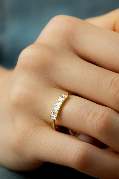Solid Gold Baguette Gemstone Ring