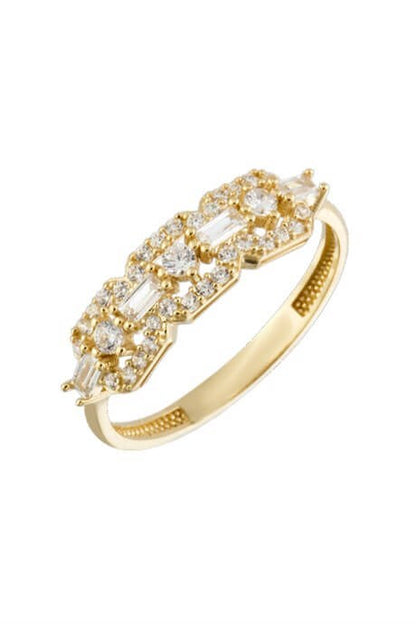 Bague en or massif avec pierres précieuses baguette | 14K (585) | 1.76gr