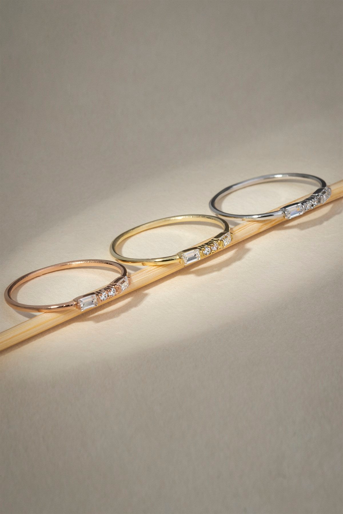 Solid Gold Baguette Gemstone Ring