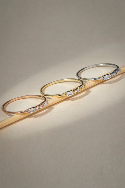 Solid Gold Baguette Gemstone Ring