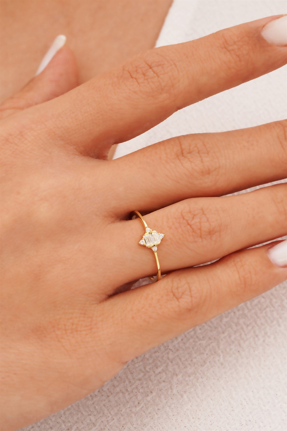 Solid Gold Baguette Gemstone Ring