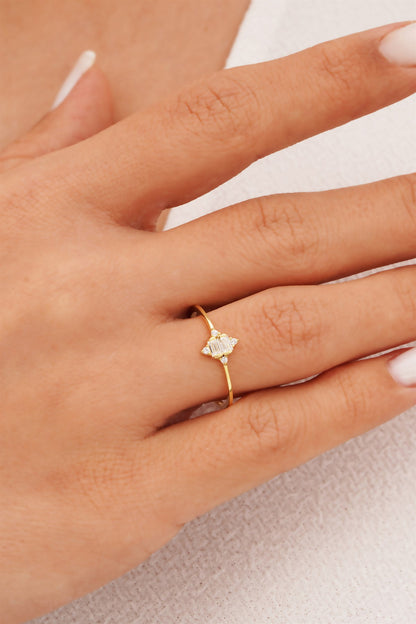Solid Gold Baguette Gemstone Ring